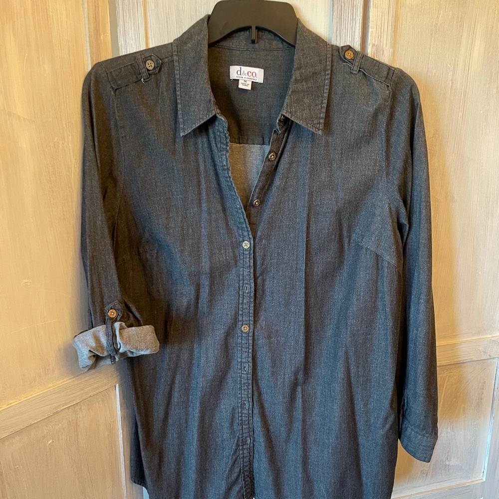 Denim & Company black chambray shirt.